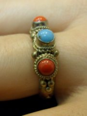 Магические кольца Тибета с бирюзой и кораллами